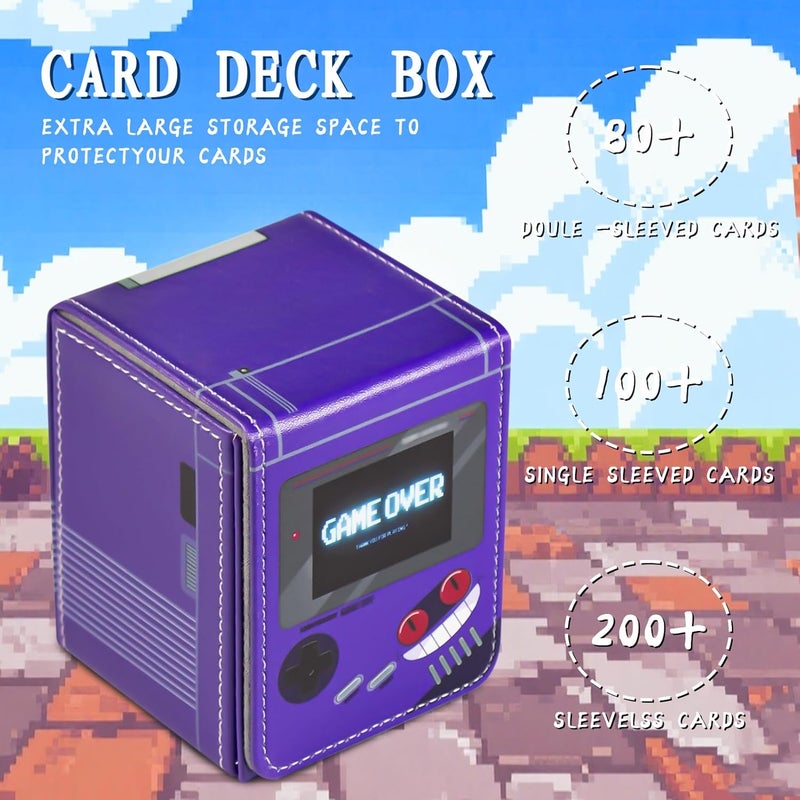 sabermaster Card Deck Box Fits for YGO MTG,100+ Card Storage Box Trading Games PU Leather Storage Premium Deck Case (Game Purple) - Image 4